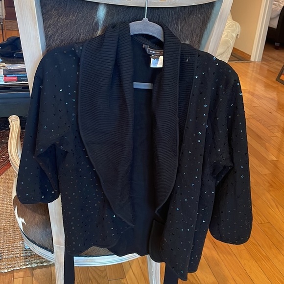 Bcbg MaxAzria black belted sweater with sequins Large and in perfect condition - Picture 6 of 7